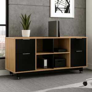 Credenza Baja con Doble Papelera y Archivo 150x67.5 cm (Monarca)