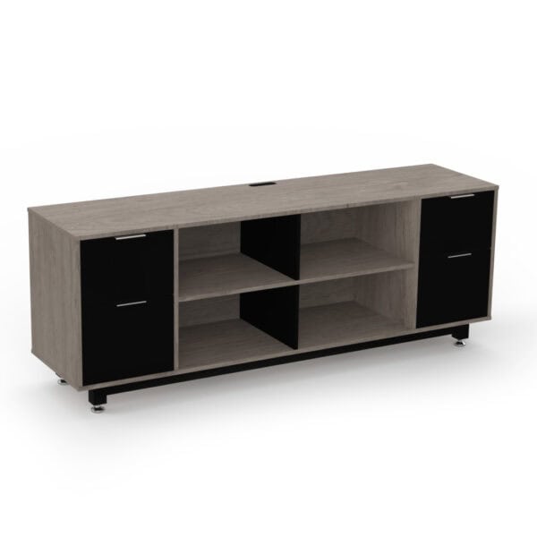 Credenza Baja con Doble Papelera y Archivo 180 x 67.5 cm (Ceniza)