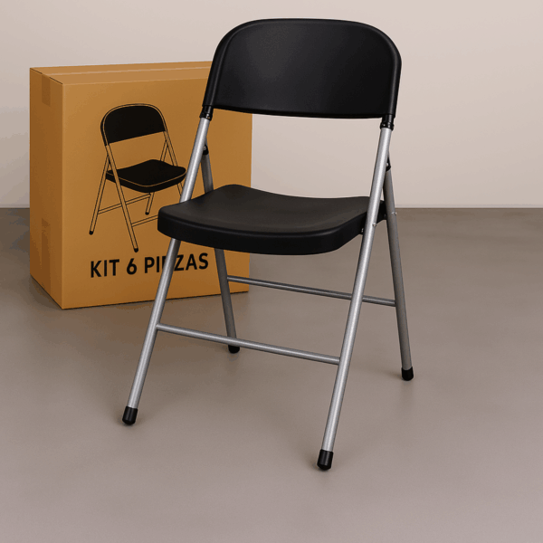 Kit 6 Piezas Silla Plegable (Negro)