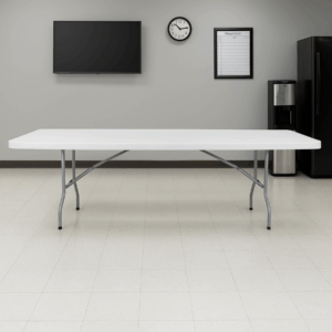 Mesa plástica rectangular plegable 244 x 76 plástico blanco
