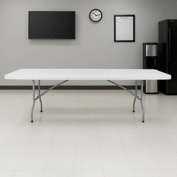 Mesa plástica rectangular plegable 244 x 76 plástico blanco