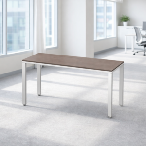 Escritorio Sencillo Billydesk 150x60 cm Ceniza Estructura Metálica Blanco