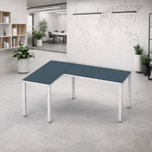 Configuración en L Billydesk 120x180cm - Zafiro-Blanco