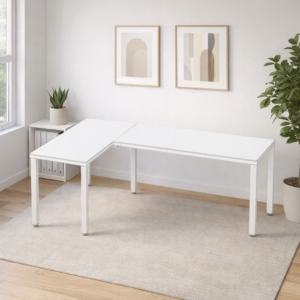 Configuración en L Billydesk 120x210cm - Blanco-Blanco