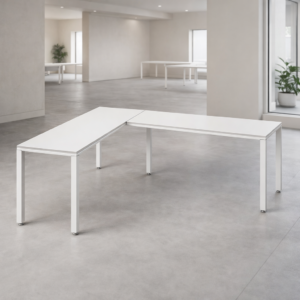 Configuración en L Billydesk 180x210cm - Blanco-Blanco