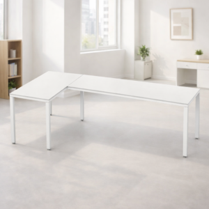 Escritorio en L Billydesk 120x240cm - Blanco-Blanco