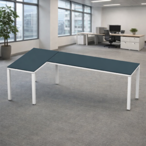 Configuración en L Billydesk 120x240cm - Zafiro-Blanco