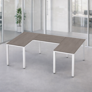 Escritorio en U Billydesk 120x210x120cm - Ceniza-Blanco