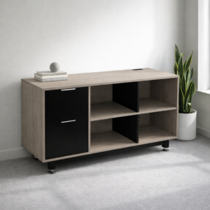 Credenza Baja con Papelera y Archivo 120 x 67.5 cm (Izquierdo, Ceniza)