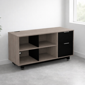 Credenza Baja con Papelera y Archivo 120 x 67.5 cm (Derecho, Ceniza)