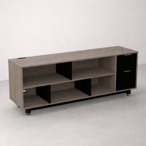Credenza Baja con Papelera y Archivo 180 x 67.5 cm (Derecho, Ceniza)