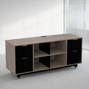 Credenza Baja con Doble Papelera y Archivo 150 x 67.5 cm (Ceniza)