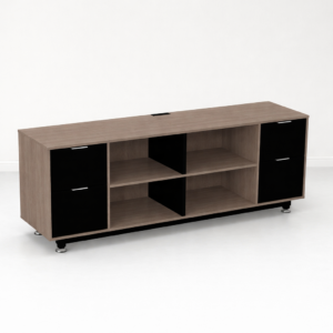 Credenza Baja con Doble Papelera y Archivo 180 x 67.5 cm (Ceniza)