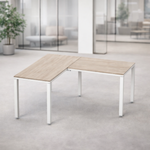 Escritorio en L Billydesk 120x150 cm Encino Polar Estructura Blanco