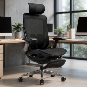 Silla Ejecutiva TH06 Mesh Negro y Descansapiés