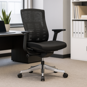 Silla Operativa TB62 Mesh con Tela Negra y Base Cromada