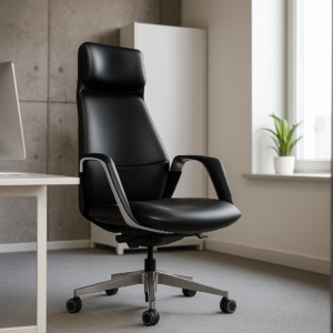 Silla Ejecutiva TH03 Vinipiel Negro y Base Cromada