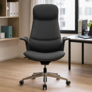 Silla Ejecutiva TH09 Vinipiel Negro y Base Cromada