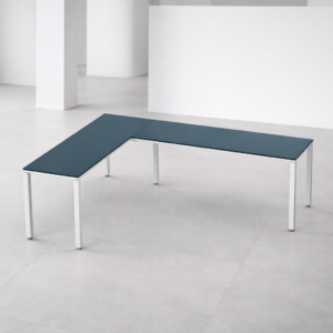 Configuración en L Billydesk 180x240cm - Zafiro-Blanco