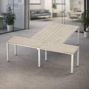 Escritorio en T Billydesk 240x240cm - encino-polar-blanco