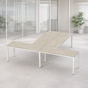 Escritorio en T Billydesk 300x240cm - encino-polar-blanco