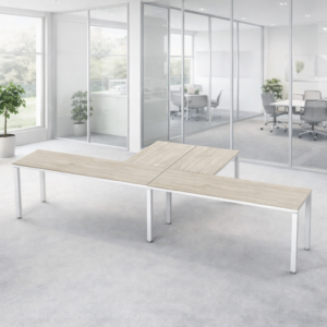 Escritorio en T Billydesk 360x150cm - encino-polar-blanco