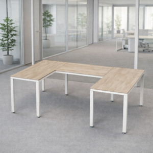 Escritorio en U Billydesk 120x210x120cm - Encino polar-Blanco