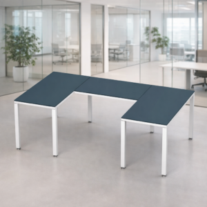 Escritorio en U Billydesk 120x210x120cm - Zafiro-Blanco