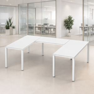 Escritorio en U Billydesk 150x210x150cm - Blanco-Blanco