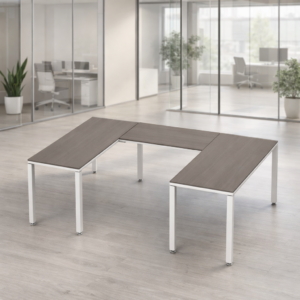 Escritorio en U Billydesk 150x210x150cm - Ceniza-Blanco