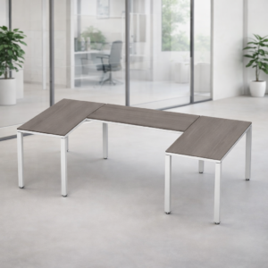 Escritorio en U Billydesk 120x240x120cm - Ceniza-Blanco