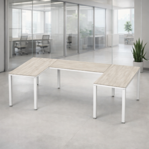 Escritorio en U Billydesk 120x240x120cm - Encino polar-Blanco
