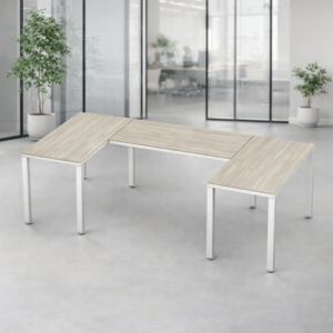 Escritorio en U Billydesk 150x240x150cm - Encino polar-Blanco