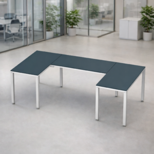 Escritorio en U Billydesk 150x240x150cm - Zafiro-Blanco