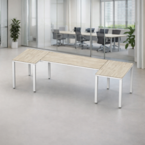 Escritorio en U Billydesk 90x270x90cm - Encino polar-Blanco