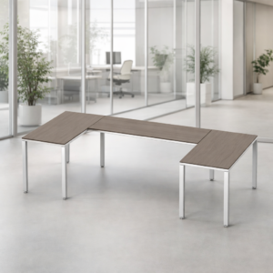 Escritorio en U Billydesk 120x270x120cm - Ceniza-Blanco