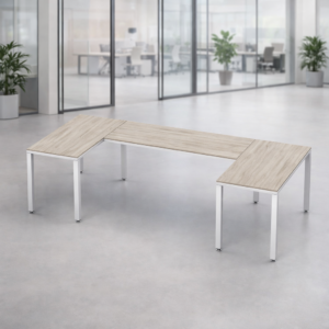 Escritorio en U Billydesk 120x270x120cm - Encino polar-Blanco