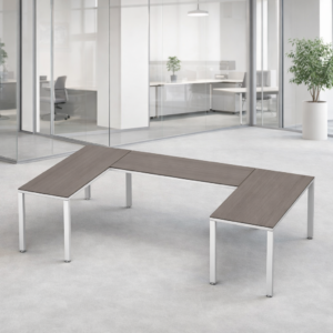 Escritorio en U Billydesk 150x270x150cm - Ceniza-Blanco