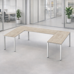 Escritorio en U Billydesk 150x270x150cm - encino-polar-blanco