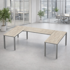 Escritorio en U Billydesk 150x270x150cm - Encino Polar-oxford