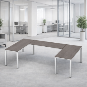 Escritorio en U Billydesk 180x270x180cm - Ceniza-blanco