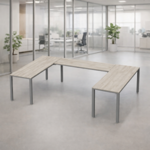 Escritorio en U Billydesk 180x270x180cm - Encino Polar-oxford