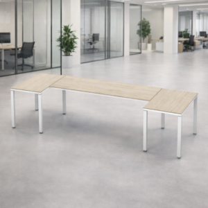 Escritorio en U Billydesk 90x300x90cm - encino-polar-blanco