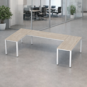 Escritorio en U Billydesk 150x300x150cm - encino-polar-blanco