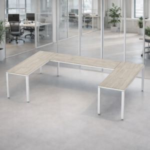 Escritorio en U Billydesk 180x300x180cm - encino-polar-blanco