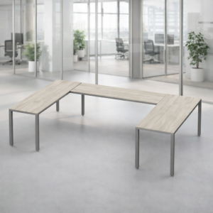 Escritorio en U Billydesk 180x300x180cm - Encino Polar-oxford