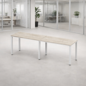 Escritorio Lineal Billydesk 240x60 cm Encino Polar Estructura Blanco