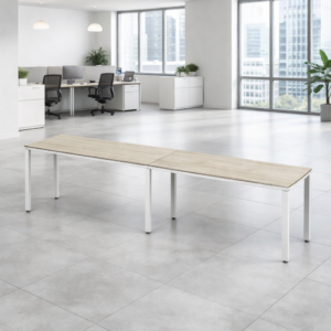 Escritorio Lineal Billydesk 300x60 cm Encino Polar Estructura Blanco