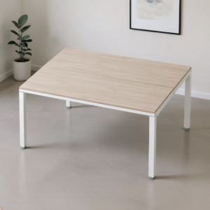 Sala de juntas 6 personas Billydesk 150 cm Encino Polar Estructura Blanca