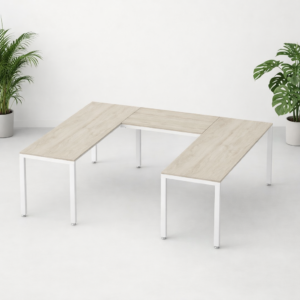 Escritorio en U Billydesk 180x210x180cm - encino-polar-blanco